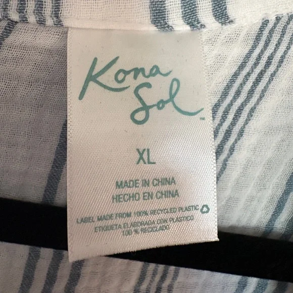 Kona Sol Blue and White Striped Top - Picture 2 of 3